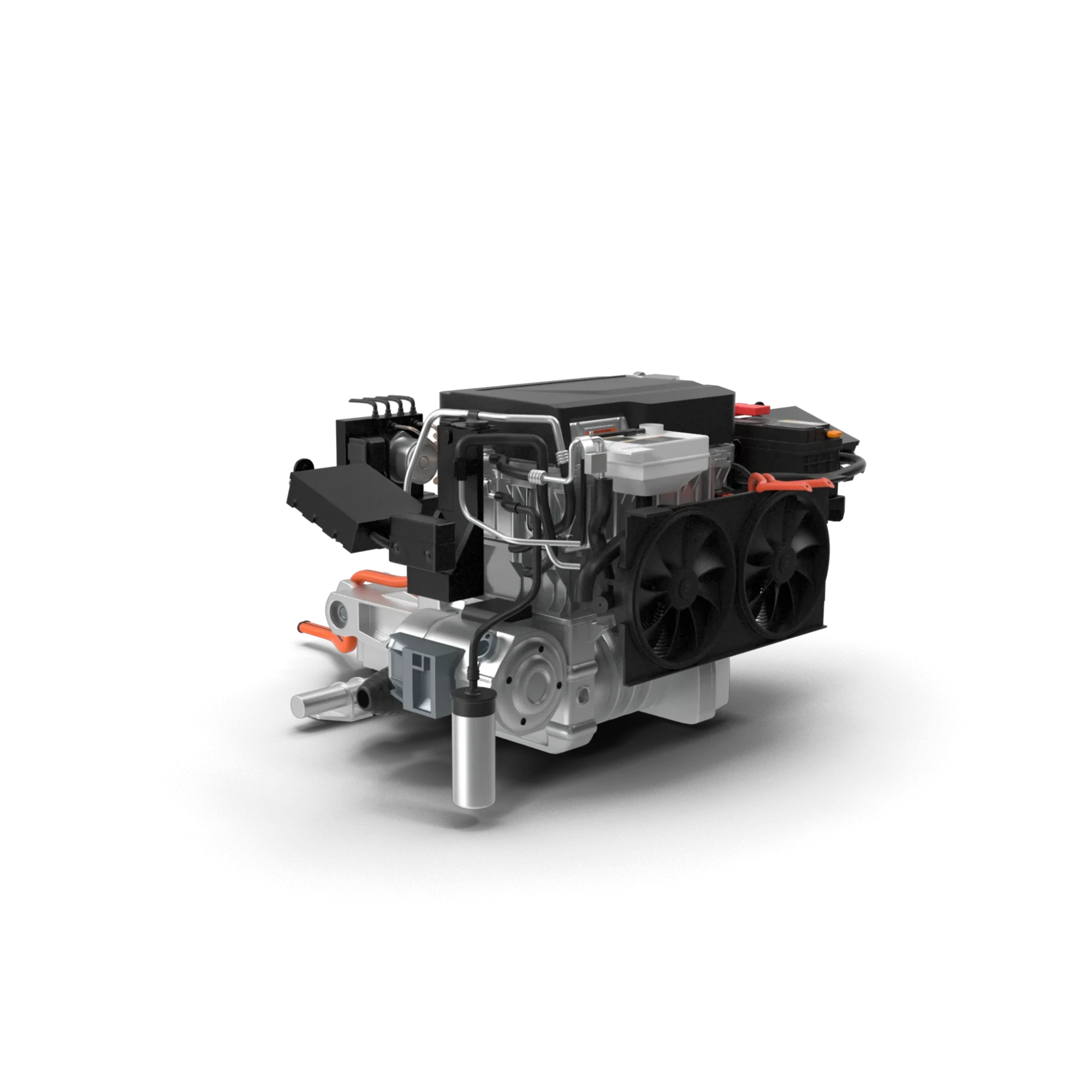 Detailný 3D model moderného elektromotora s chladiacim systémom